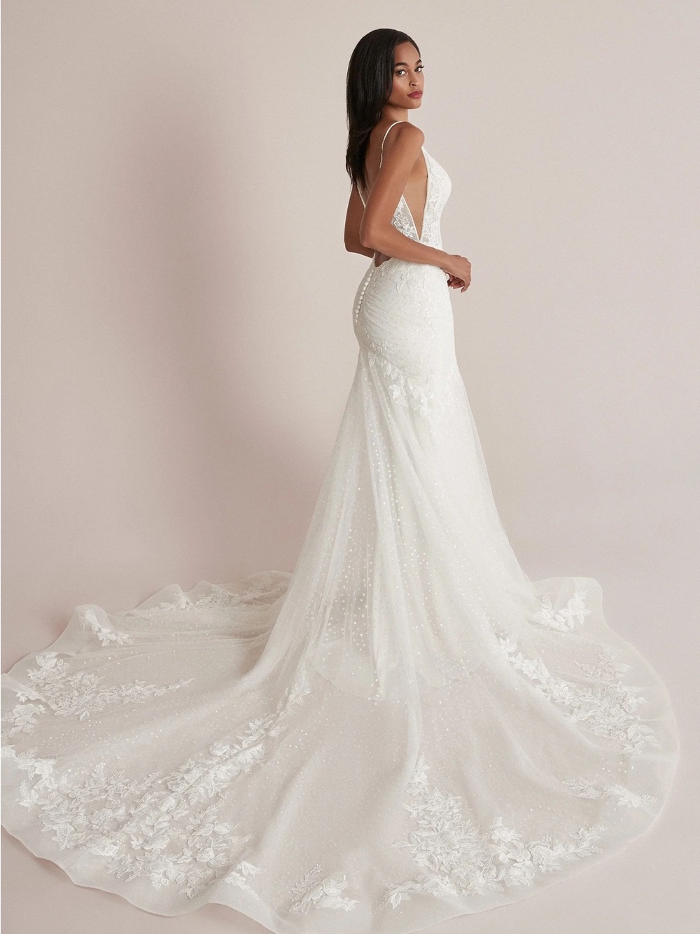 Justin Alexander Calista wedding dress fit and flare sequin tulle 88220 size 12
